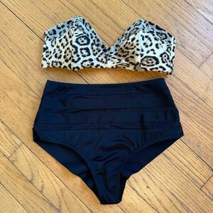 RVCA Retro Pin-Up Leopard Print Bikini - Size Small